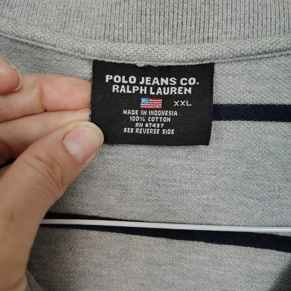 Vintage 90s Streetwear Faded Polo Jeans Ralph Lauren Flag Short Sleeve Polo  XXL